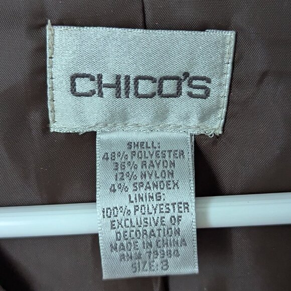 Chico's Women's Shades of Brown Velvet Fabric Button Jacket, 3 (XL, 16) - Picture 5 of 6